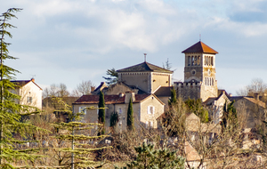 Aujols: Clocher de l'église Saint-Jean-Baptiste