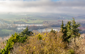 Vue du Cours d'Armagnac: la campagne gersoise inondée et la vallée du Gers