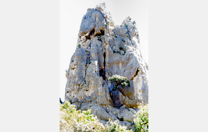 Une des nombreuses aiguilles de la calanque, terrain de jeu d'escalade